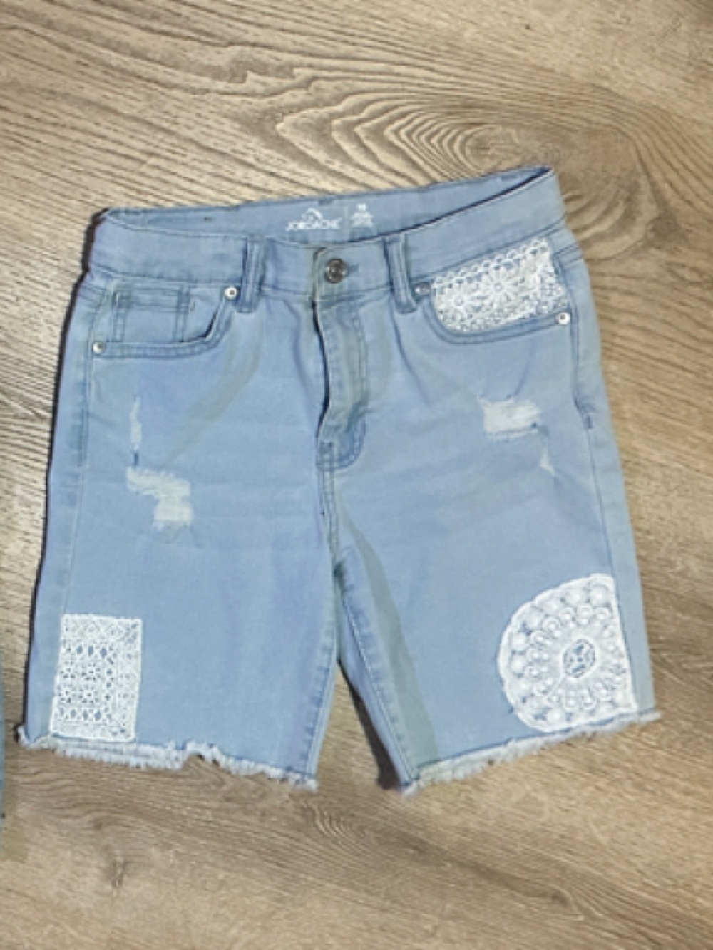 Jordache Light Blue Denim Girls' Shorts with Crochet Patches